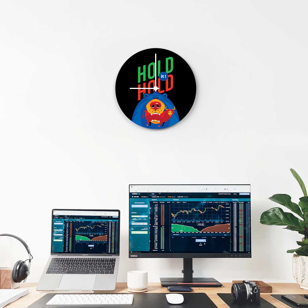 HOLD HOLD SELL! Custom Wall Clock - Time Your Moves