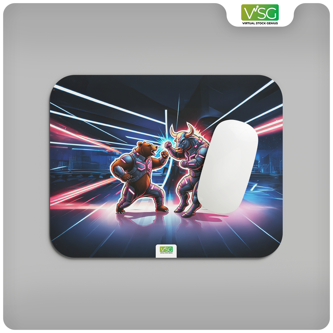 Sci-Fi Bear vs. Bull Stock Market Mouse Pad
