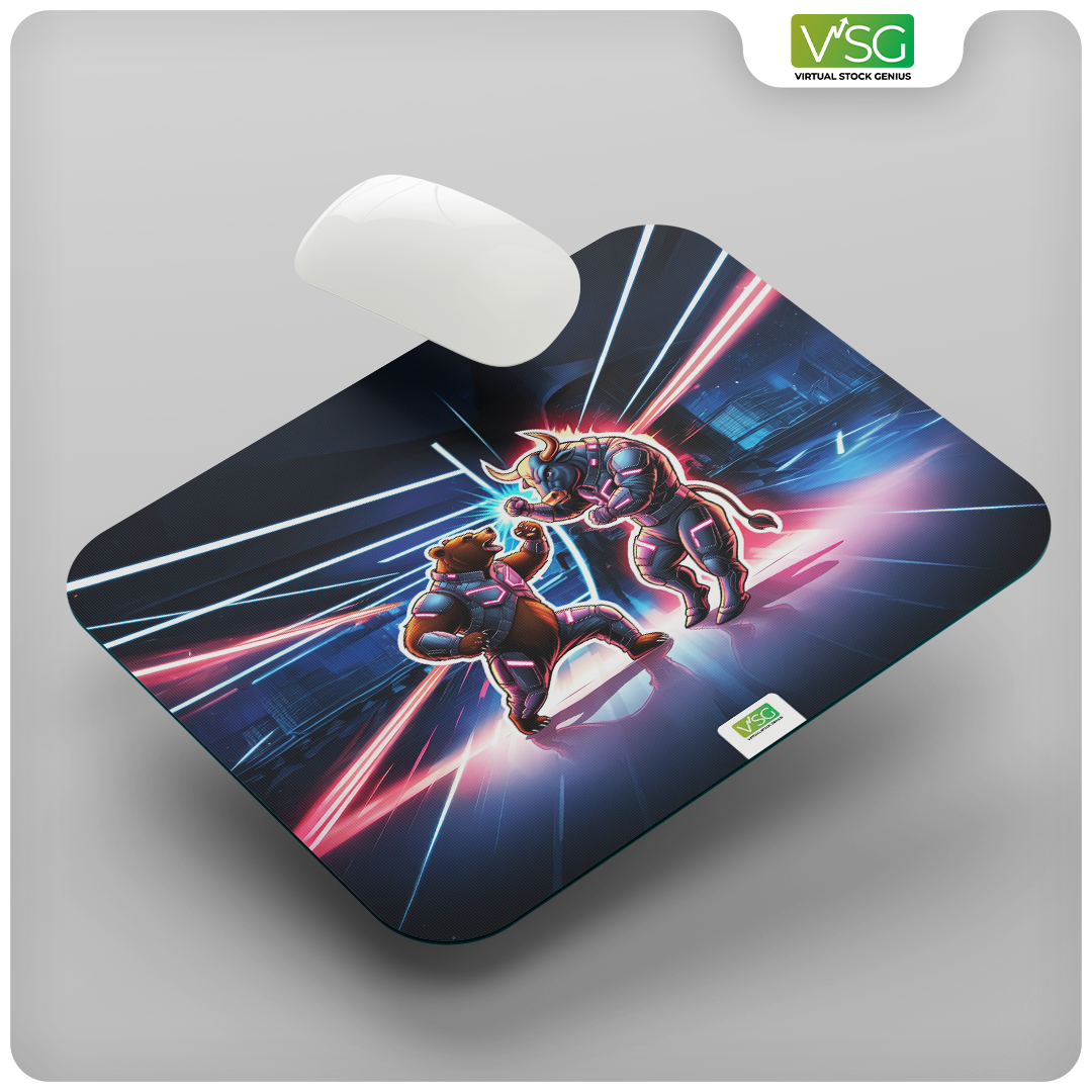 Sci-Fi Bear vs. Bull Stock Market Mouse Pad