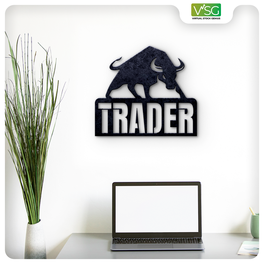 Stock Market Bull Trader Wall Art in Mild Steel