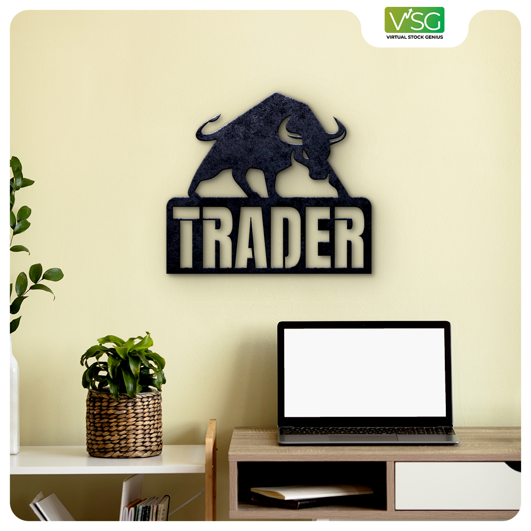 Stock Market Bull Trader Wall Art in Mild Steel