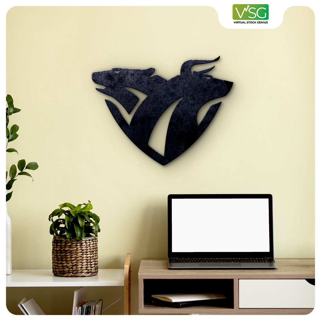 Stock Market Bear & Bull Trader Wall Art in Mild Steel
