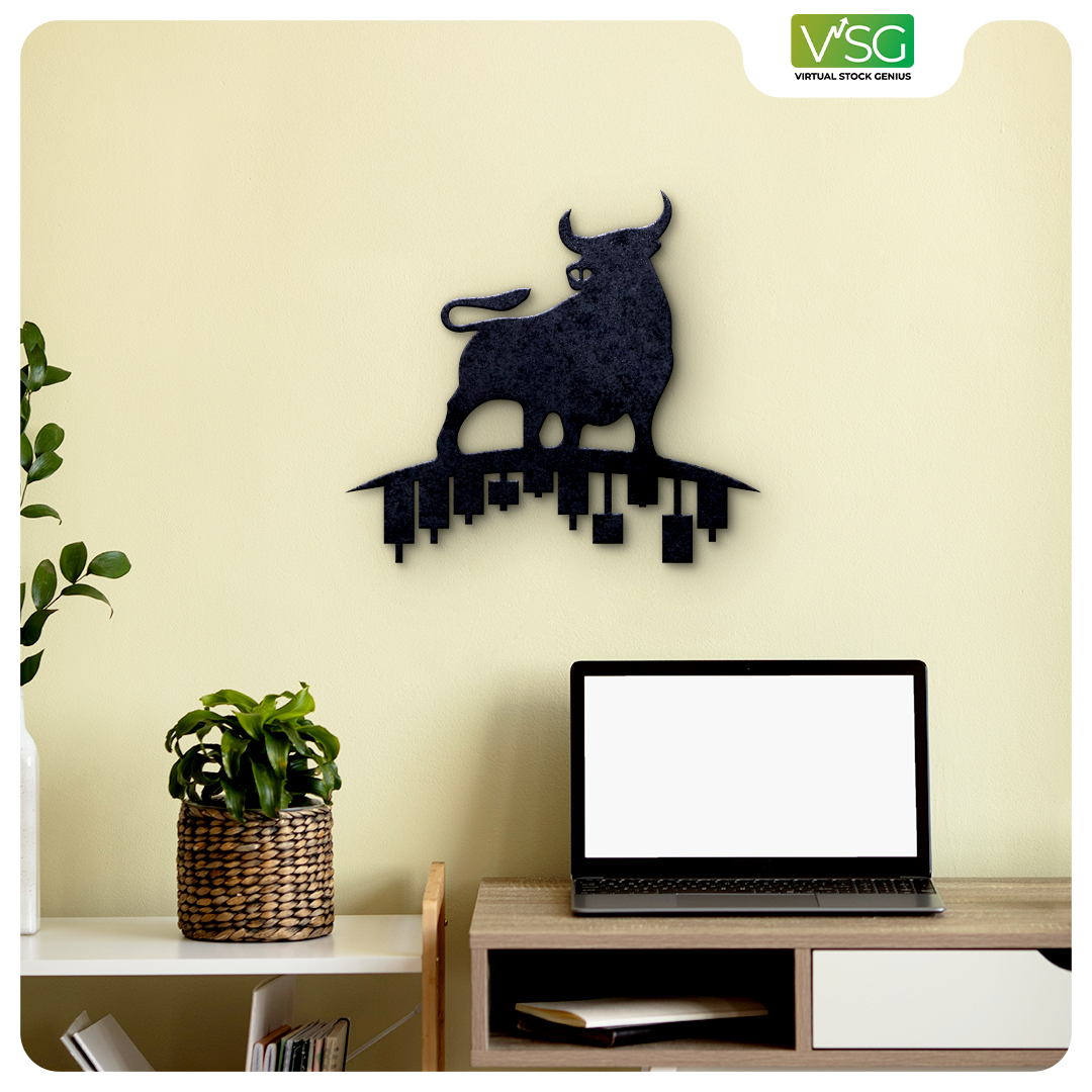 Stock Market Bull on Candle Wall Art in Mild Steel