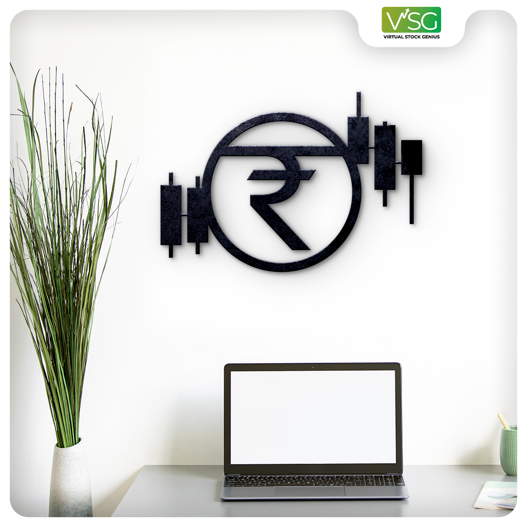 Rupee Symbol with Candle Wall Art in Mild Steel