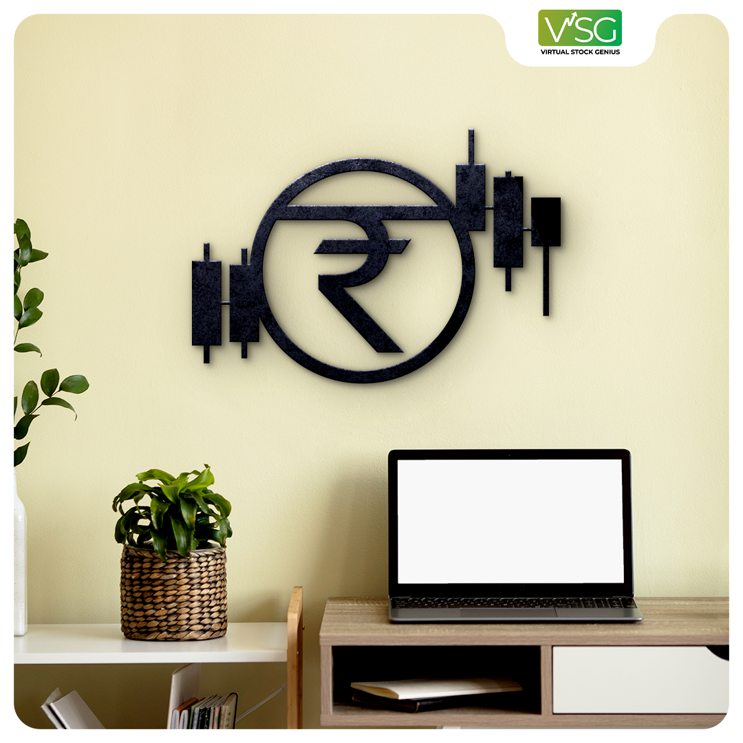 Rupee Symbol with Candle Wall Art in Mild Steel