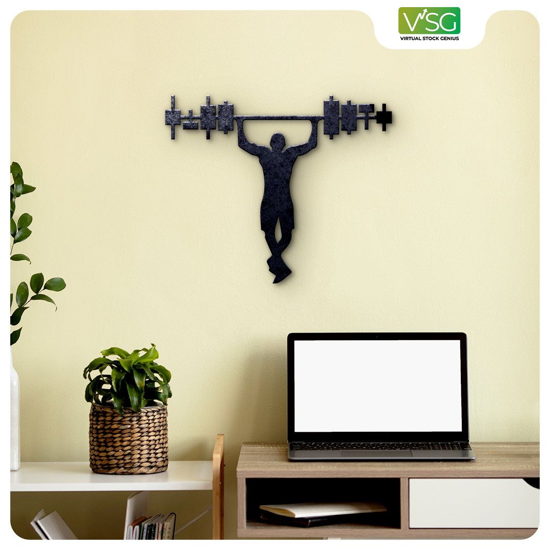Pull-Up Bar with Stock Market Candle Wall Art in Mild Steel