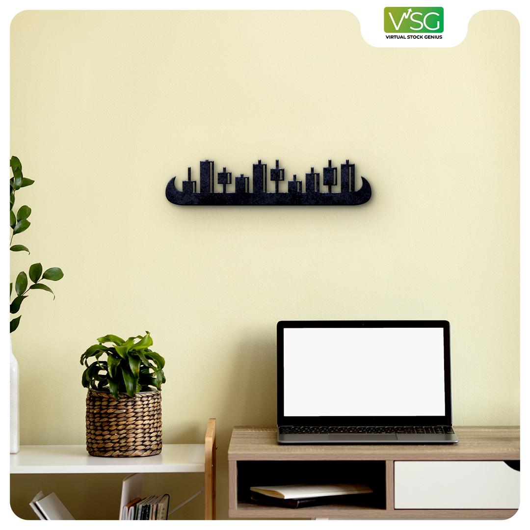 Stock Market Bull Horn with Candle Wall Art in Mild Steel