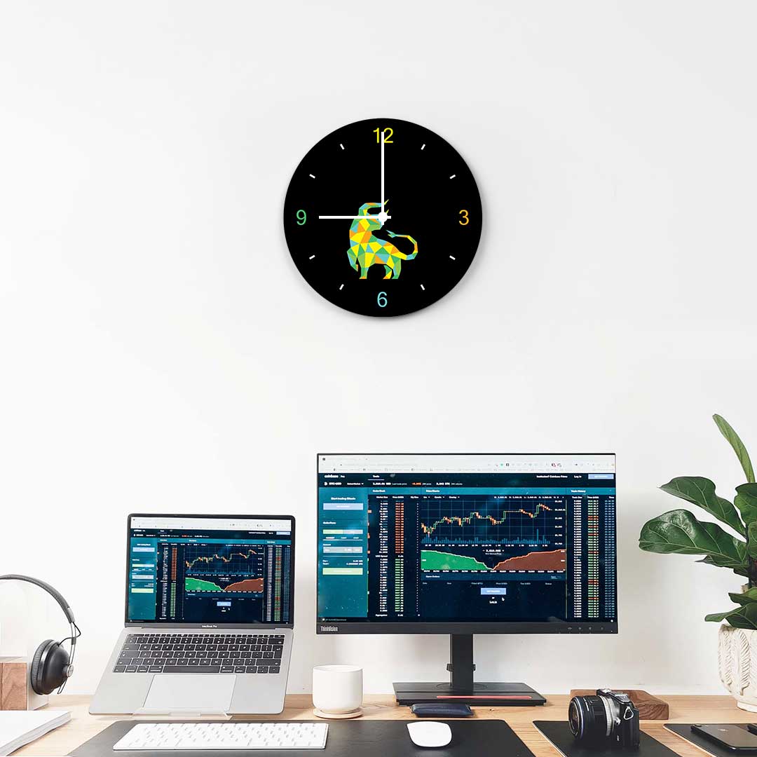 Stock Market Bull Custom Wall Clock – Time to Charge Ahead