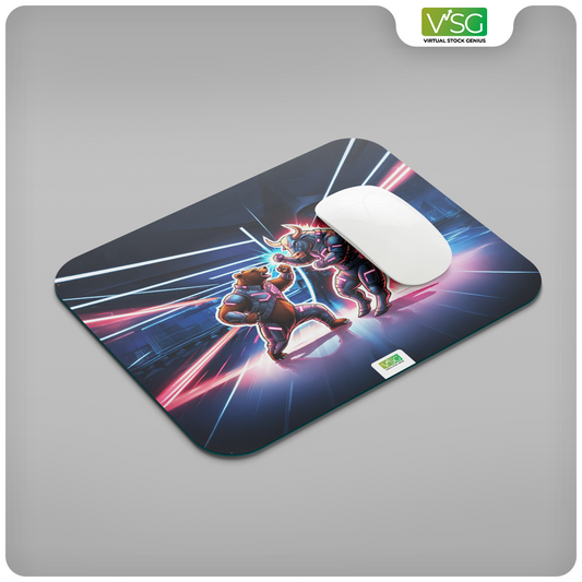 Sci-Fi Bear vs. Bull Stock Market Mouse Pad