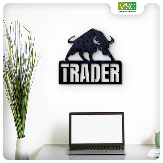 Stock Market Bull Trader Wall Art in Mild Steel