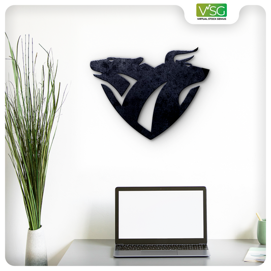 Stock Market Bear & Bull Trader Wall Art in Mild Steel