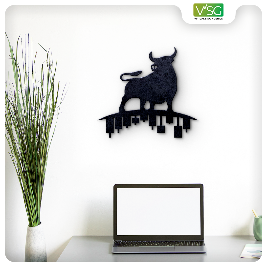 Stock Market Bull on Candle Wall Art in Mild Steel