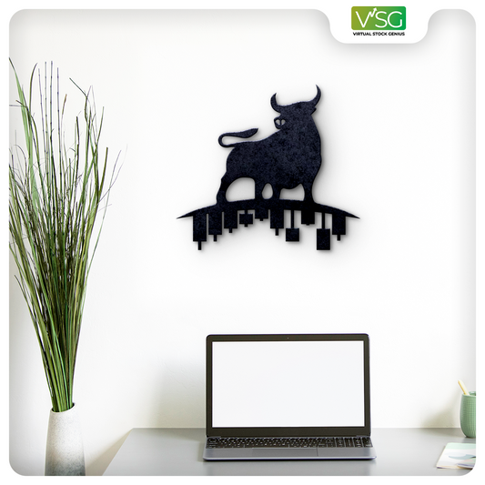 Stock Market Bull on Candle Wall Art in Mild Steel