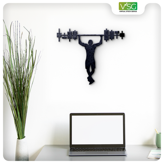 Pull-Up Bar with Stock Market Candle Wall Art in Mild Steel