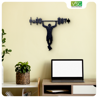 Pull-Up Bar with Stock Market Candle Wall Art in Mild Steel