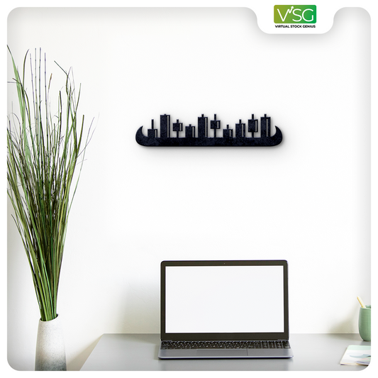 Stock Market Bull Horn with Candle Wall Art in Mild Steel