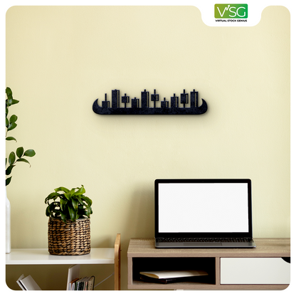 Stock Market Bull Horn with Candle Wall Art in Mild Steel
